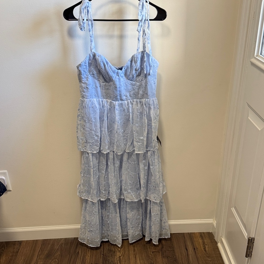 NWT!! Elegant Blue Tiered Women's Dress